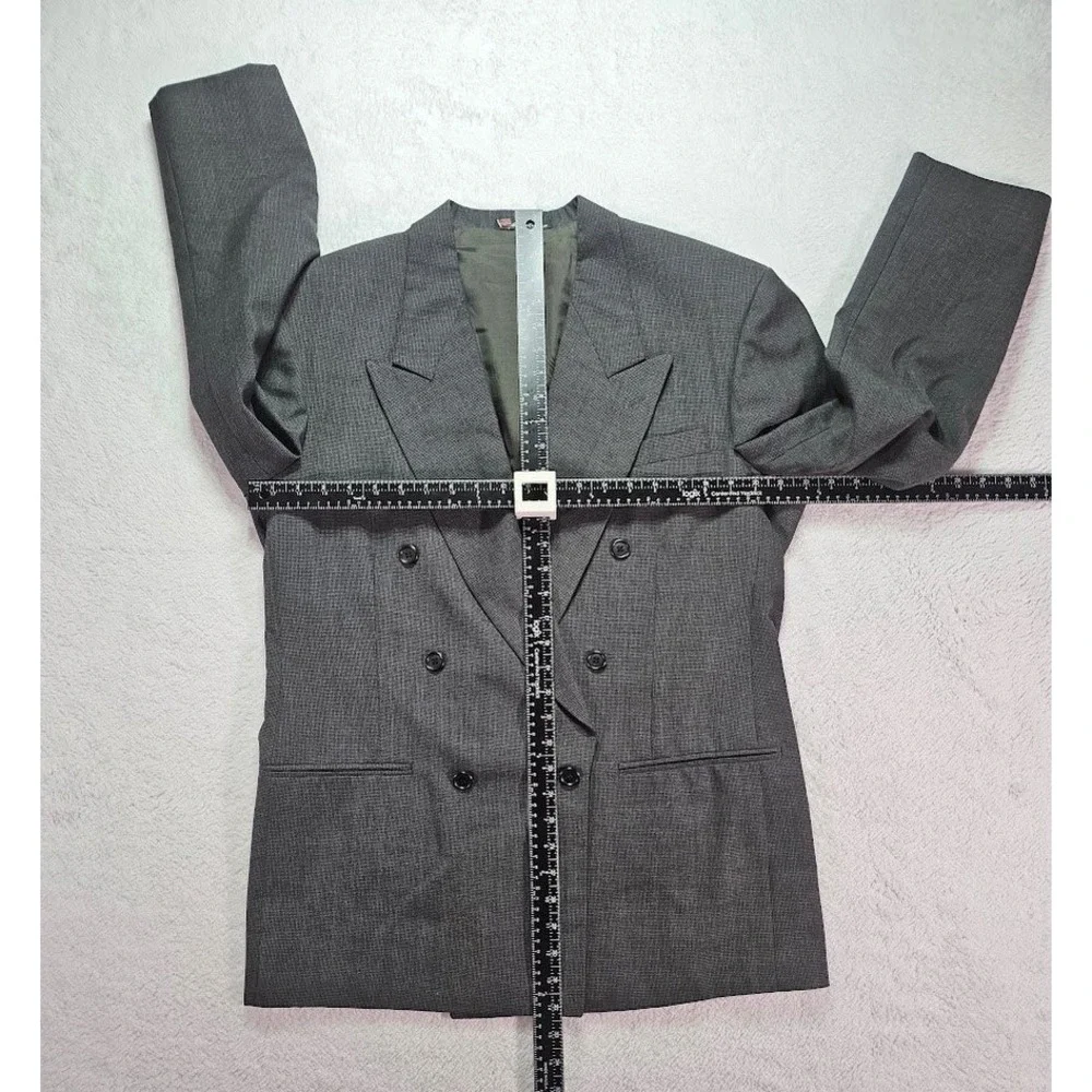 City Streets Mens Charcoal Grey Double Breasted Pleated 2 Piece Suit 46R 34x30